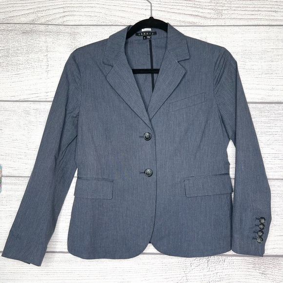 Theory Gray Fitted Blazer Jacket Women’s Size 8 - Picture 1 of 9